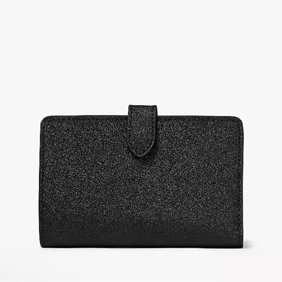 Kate Spade New York Glimmer Glitter Medium Compact Bifold Wallet In Black - Picture 4 of 4